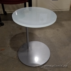 Steelcase Await Round Frosted Glass Side End Table