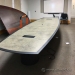 14' Grey with Black Trim Marble Style Boardroom Table w/ Power