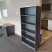 71" Grey Wood Bookcase w/ Blonde Top & Adjustable Shelves