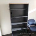 71" Grey Wood Bookcase w/ Blonde Top