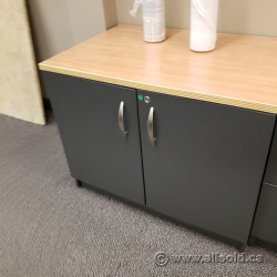 Artopex Grey 2 Door Storage Cabinet with Light Tone Top, Locking