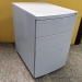Silver Round Front Rolling 3 Drawer Pedestal Cabinet