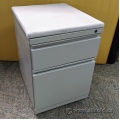 Grey 2 Drawer Rolling Pedestal Cabinet with Cushion Top