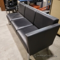 Black Rouillard Agora Pod 3 Seat Leather Sofa Couch