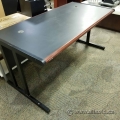 Mahogany and Grey Straight Desk Training Table, 62" x 30"
