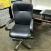 Black Leather Chrome Base Office Task Chair w/ fixed Arms