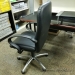 Black Leather Chrome Base Office Task Chair w/ fixed Arms