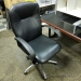 Black Leather Chrome Base Office Task Chair w/ fixed Arms