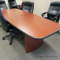 96" Medium Maple Racetrack Boardroom Table w/ Black Trim