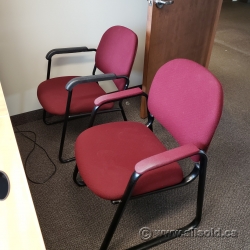 Red Office Guest Chairs with Sleigh Base