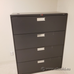 Hon Black 4 Drawer Lateral File Cabinet, Locking