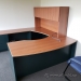 Autumn Maple U/C Suite Office Desk w/ Bow Front & Overhead Hutch