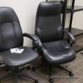 Black Leather Office Task Chair with Fixed Arms