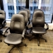 Black Leather Office Task Chair w/ Curved Fixed Arms