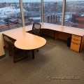 Blonde w/ Black Trim U/C Suite Office Desk w/ Rounded Runoff