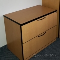 36" Maple w/ Black Trim 2 Drawer Lateral File Cabinet, Locking