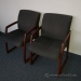 Dark Grey Pattern Office Sleigh Guest Chair w/ Mahogany Frame
