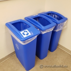 Thin Blue Recycling Bin w/ Open Top Lid