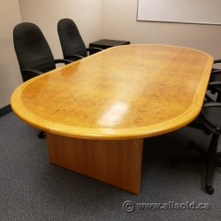 120 in. Birds Eye Maple Racetrack Boardroom Table w/ Blonde Trim