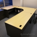 Blonde w/ Black Sides Open Style U/C Suite Office Desk