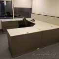 Off-White w/ Grey Accent U/C Suite Office Desk w/ Dual Storage