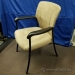 Tan Suede Guest Chair w Fixed Arms