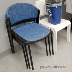 Blue Pattern Fabric Black Frame Guest Stacking Chair