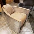 Aluminum Full Grain Leather Barrel Armchair