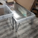 Brushed Nickel Metal Glass Coffee and End Table Set