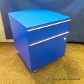 Blue 2 Drawer Rolling Pedestal Cabinet