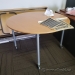 46" Blonde Rolling Round Office Table with Locking Casters
