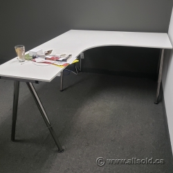 White L Suite Galant Office Desk w/ Chrome Legs 79" x 63"