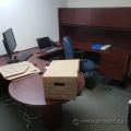 89" Mahogany U/C Suite Office Desk w/ Overhead & P Shape Runoff
