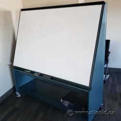 Angled Whiteboard on Blue Rolling Cart