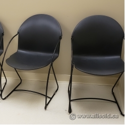 Black Plastic Office Guest Chair w/ Sleigh Base