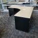 Black w/ Blonde Surface L-Suite Desk w/ 2 Drawer Pedestal 66x66