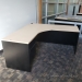 Black w/ Blonde Surface L-Suite Desk w/ 2 Drawer Pedestal 66x66
