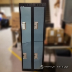 Blue and Grey 2 Tier Lockers (Bank of 4 doors)