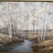 "A Creek Through Birch Trees" Framed Print under Glass