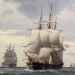 "Danish Ships on Rough Seas"  Print under Glass