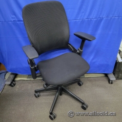 Black Steelcase Leap V2 Adjustable Ergonomic Task Chair, w/ Arms