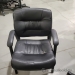 Black Leather Guest Chair w/ Fixed Arms