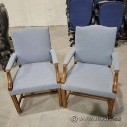 Two Blue Fabric with Wood Trim Guest Side Chair