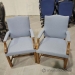Two Blue Fabric with Wood Trim Guest Side Chair