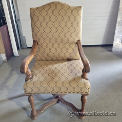 Tan Fabric with Wood Frame Guest Side Chair