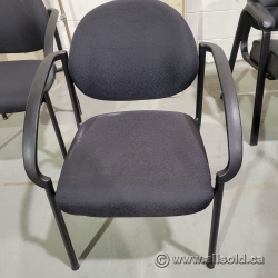 Black Fabric Stacking Guest Chair w/ Plastic Fixed Arms