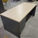 Blonde & Grey Single Pedestal Straight Desk w/ Client Knee Space