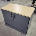 Blonde and Grey 2 Door Storage Cabinet, Locking