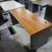 60" Maple and Dark Grey Straight Desk