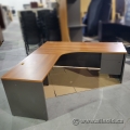 Sugar Maple & Grey L Suite Desk with Pedestal Storage 72" x 72"